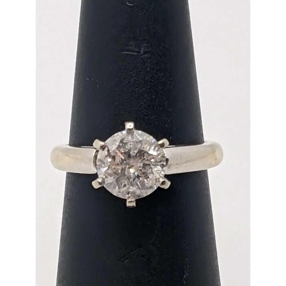 14K White Gold Diamond 1.2cttw Salt & Pepper Solitaire Ring (5)